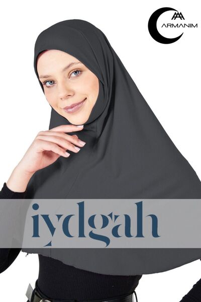 IYDGAH Anthracite Colored Ready-Made Tactical Practical Headscarf - Easy-To-Use Hijab and Prayer Cover (XXL)