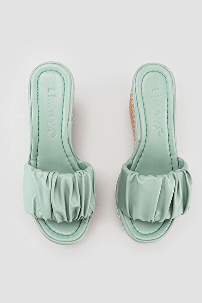 Limoya Papuci de damă cu aspect de paie verde, produs de oportunitate