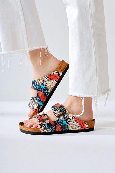 Limoya Beti Multicolored Double Banded Women's Slippers