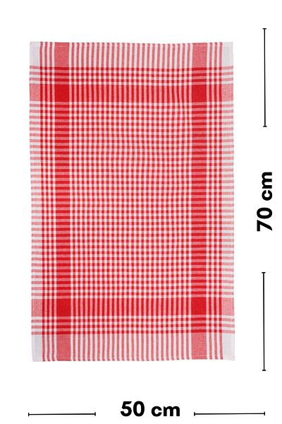 LATTE TEKSTİL 4-Piece Red Checkered Petite Diapers - Feeding Cover and Serving Napkin 50x70 cm