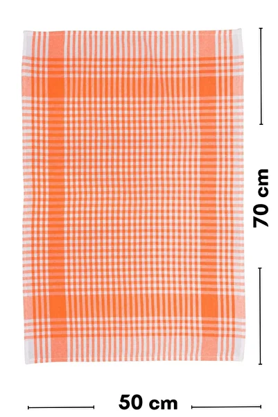 LATTE TEKSTİL 50x70 cm Orange Colored 4-Piece Nutrition and Serving Napkin - Petite Checkered Cloth