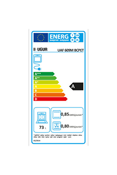 Uğur UAF 609M BCPET A Enerji Sınıfı 8 Programlı Fry Art Beyaz Ankastre Fırın
