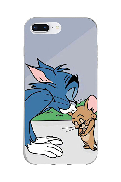 SUPER FRAME Iphone 7 PLUS - 8 PLUS Uyumlu Tom ve Jerry Tasarımlı Şeffaf Telef...