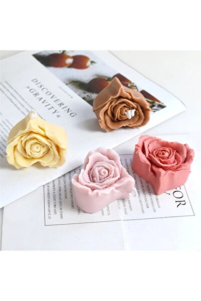ÇAĞATÖLYE Silikon Kalıbı 1 Adet Kalp Şakayık Gül Çiçek Mum Kalıbı 5,7*5*3,3 Cm