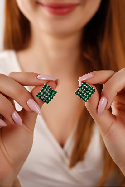 Serelia 5 Sıra Renkli Zirkon Taşlı Kare Su Yolu Küpe