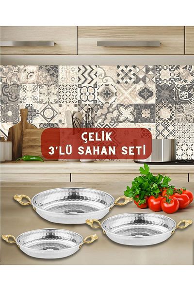 YUNUSOĞLU HOME Authentic 3-Piece Steel Omelet Set