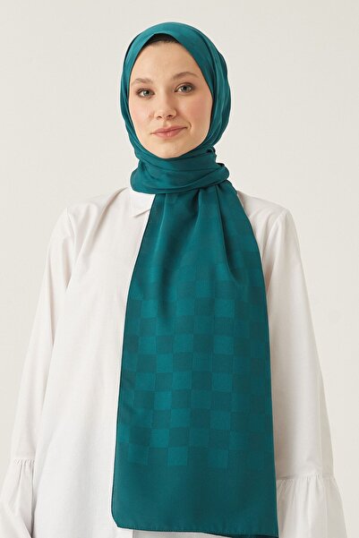 FRESCO SCARFS Γυναικείο σάλι με μοτίβο ζακάρ από μεταξένιο βαμβάκι Hijab*Σμαραγδένιο πράσινο