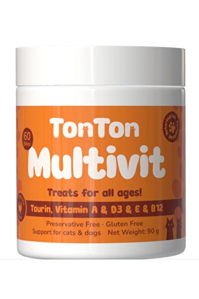 Tonton Glutensiz Multivitamin 60 Tablet (Kedi & Köpek İçin Taurin Biotin Çink...
