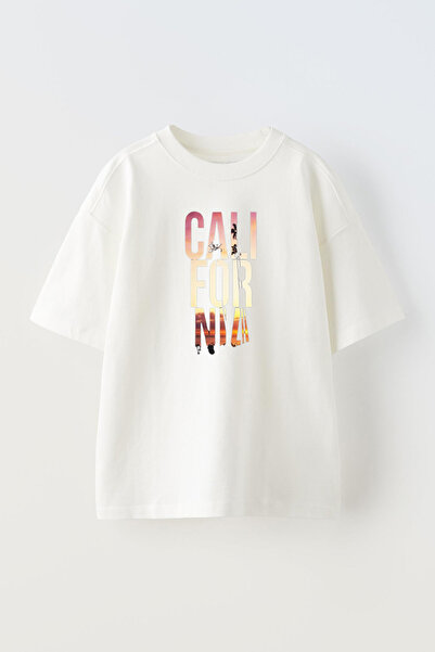 NMG TEKSTİL تي شيرت قطني أبيض كبير الحجم مطبوع عليه عطلة كاليفورنيا للجنسين