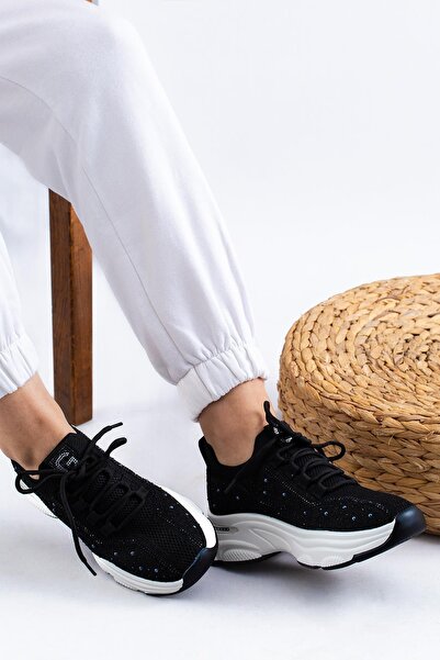 Guja Ithal Özel Seri Taşlı Triko Kadın Spor Ayakkabı 24y309-1 Siyah