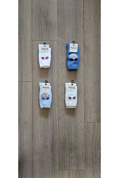 Aytuğ AYTUĞ 4 PERECHI ȘOSEȚI PROSOAP cu modele de pisicuță (albastru-roz-gri-crem) - 44071