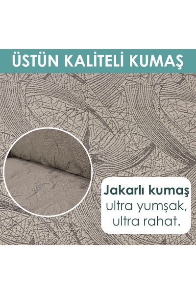 riselerhome Riseler Streç Lastikli Esnek Yıkanabilir Pamuklu Sehra Desen 3+3+1+1 Jakarlı Koltuk Örtüsü