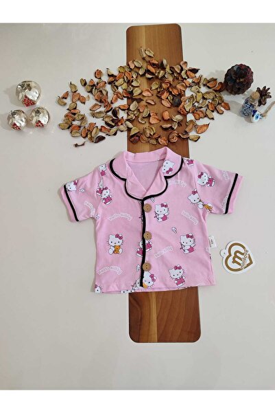 minilovebaby HELLO KİTY önden düğmeli yakalı bebek pijama takımı
