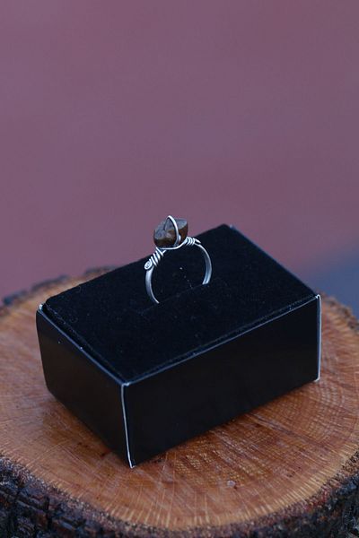 Paganca Tiger Eye Wire Wrap Broken Stone Natural Energy Ring