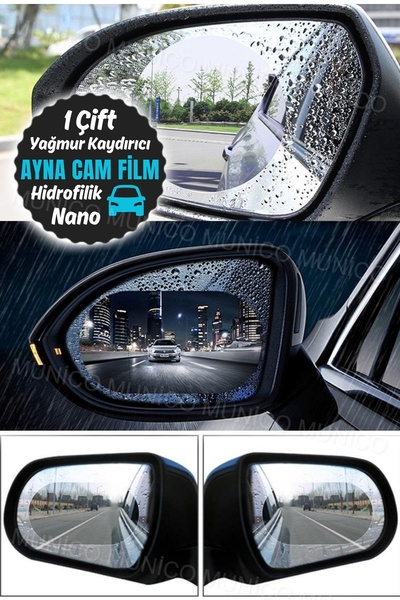 Munico Yan Ayna Filmi Yan Ayna Yağmurluk Buğu Önleyici Ayna Filmi Dikiz Aynası Evcil Hayvan Araba 1 Çift