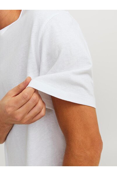 Jack & Jones Λινό μπλουζάκι JJESUMMER - Ο-λαιμόκοψη, μοντέλο SS, μέγεθος LN