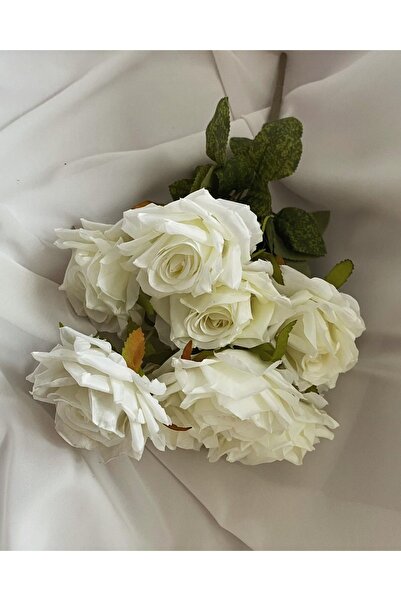 Z&B FLOWERS Dekor Çiçeği Gerçek Gibi Görünen Yapay Çiçek Demeti Krem Gül,vazo...