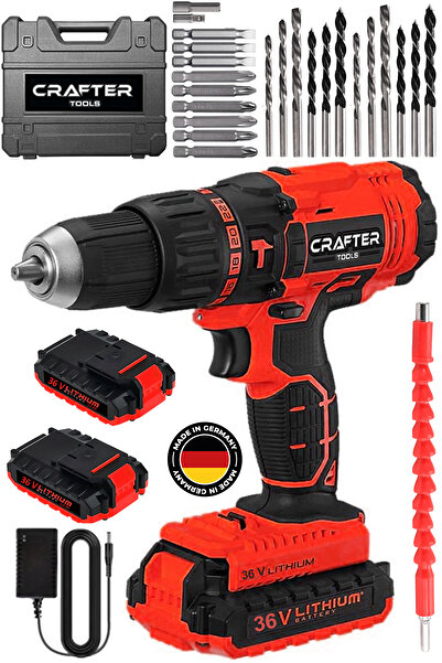 CRAFTERTOOLS 36V 5Ah Şarjlı Darbeli Matkap Vidalama Seti Çelik Şanzuman Çift ...