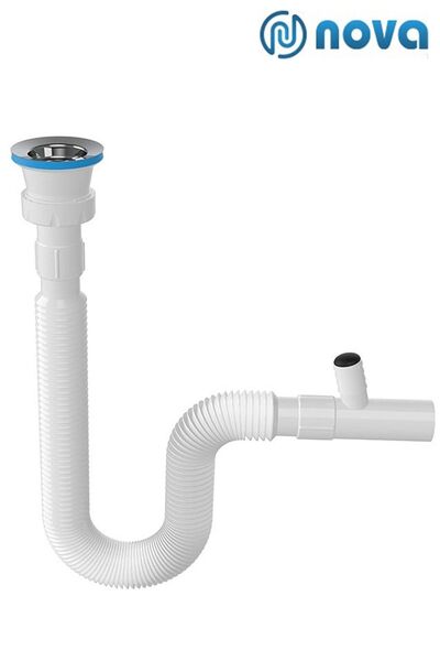 Nova 1 Kalite Çamaşır Makine Çıkışlı Körüklü Sifon Lavabo Gider Borusu 1220