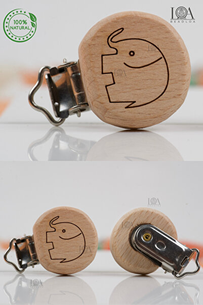 LANDOFACCESSORY 1. Kalite Ahşap Klips Bebek Emzik Zincir Askısı  Doğal Ham Ah...