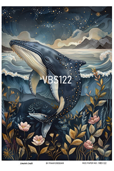 Baykuşca Vbs122 Navy Blue Series - Fish, Dolphin, Oyster, Seashells Patterned...
