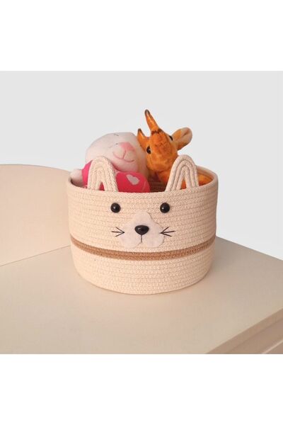 afralya home Coș figurat din bumbac pentru camera copiilor - Coș pentru jucăr...