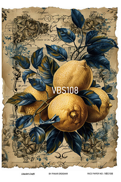 Baykuşca موديل VBS108 سلسلة كحلي - ديكوباج نحاسي منقوش بالليمون والأزرق والزه...