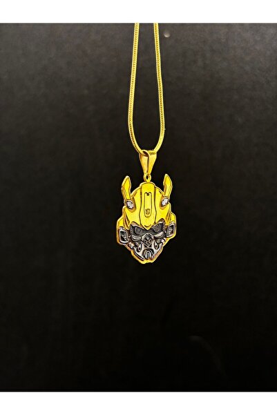 Es Silver Transformers Bumblebee Kolye 925 Ayar Gümüş Uçlu , 60 cm çelik zincir