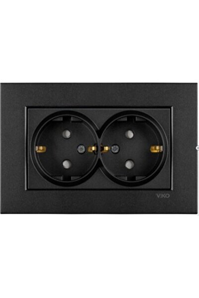 VİKO Novella Ikili Topraklı Priz Çocuk Korumalı Tek Kasa (SİYAH) (AYNI GÜN KARGO)