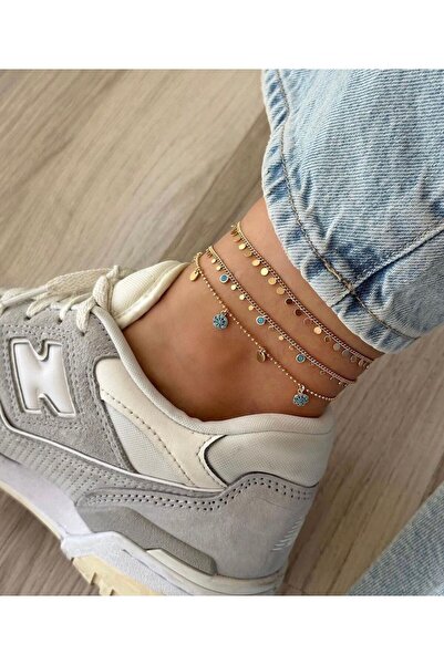 SU PERİSİ TAKI BİJUTERİ خلخال من الفولاذ المقاوم للصدأ مزين بالترتر الذهبي