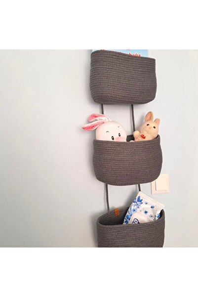 afralya home 3-Piece Hanging Bathroom Kitchen Children's Room Organizer Beaded Basket, Hanging Basket, Organizer