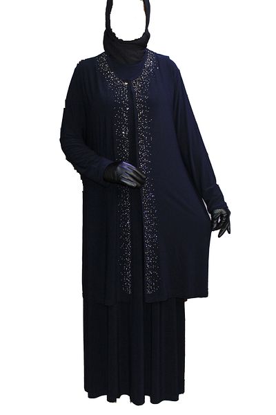 HESNA Elegant Jewelled Embroidered Stylish Evening Dress Set
