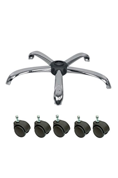 Elayce Ofis Yıldız Krom Ayak Siyah Tekerlek Ofis Koltuğu Yedek Parçası