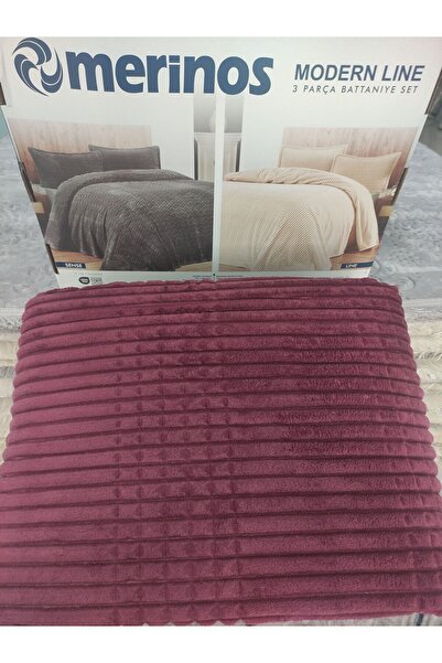 Abant BATTANİYE HALICI HAKTAN merinos marka moderline çift kişilik 3 parça battaniye