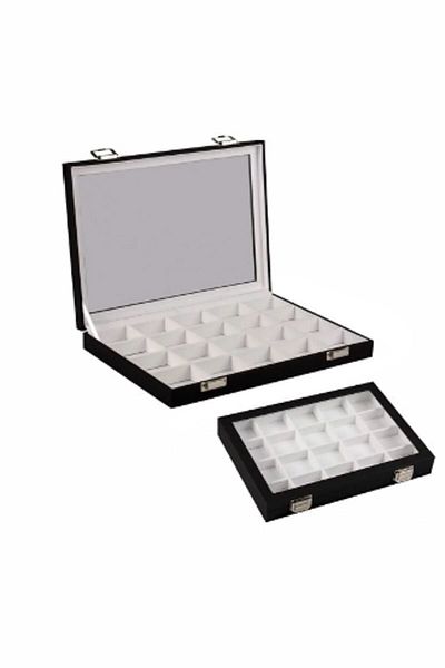 kutuveaksesuar Compartmented Box Jewelry, Material Box Black Inside White