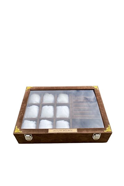 kutuveaksesuar Saat Yüzük Takı Organizeri Isme Özel Tasarım Alkantara Kahve