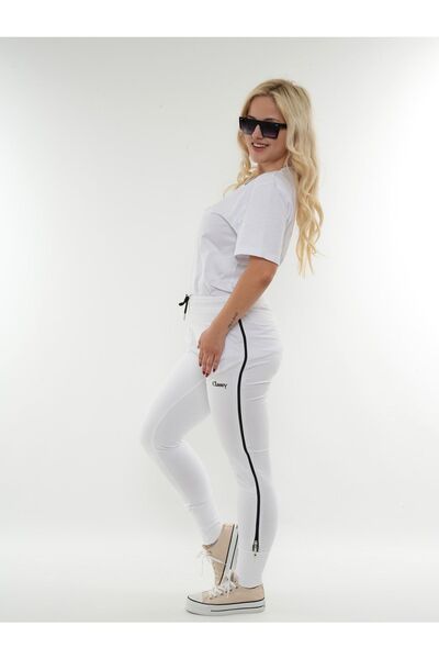 CLASSY.MODA Pants with Side Zipper High Quality - Cotton