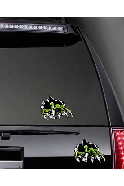 MegaSticker Monster Claw Patterned Auto/Motorcycle/Helmet/Laptop Sticker - 13x10 Cm, 2 Pieces