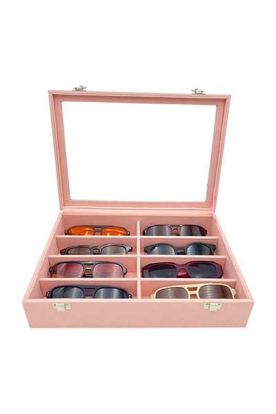 sezginkutuveaksesuar Glasses Box 8 Pieces Suede Pink