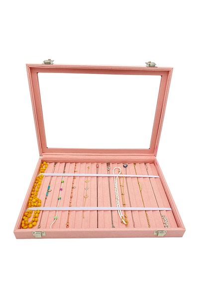 kutuveaksesuar Κρεμαστό βραχιόλι Organizer Velvet Fabric Plated Pink