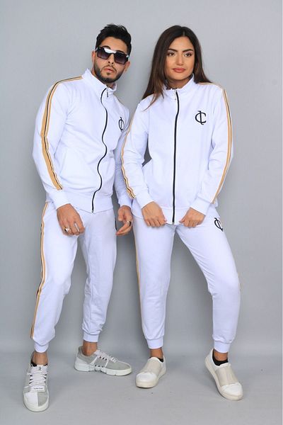 CLASSY.MODA Tracksuit Set - 2 Pieces - Bottom-Top - Fıyat Single - Nakiş - Zipper - Fabric Two Thread