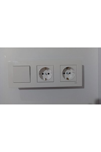 VİKO مجموعة Viko Karre White مكونة من 3 مفاتيح Vavien + مقبس مؤرض + مقبس مؤرض