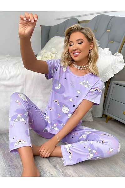 CLASSY.MODA COTTON BUTTONED PAJAMA SET