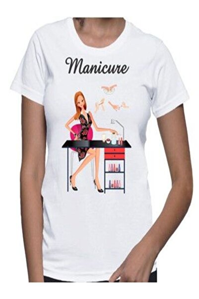 CLASSY.MODA Μπλουζάκι με λευκή στάμπα Oversize - Crew Neck, κοντό μανίκι