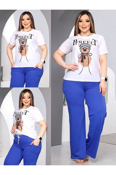 CLASSY.MODA Pijamale de damă din țesătură Stras cu croială largă - Aplicație perfectă