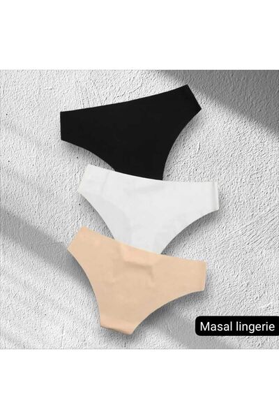 Masal Lingerie Women's 3-Piece Seamless Laser Cut Non-Marking Lycra Bikini Slip Panties