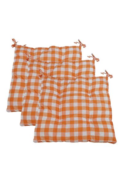 GÜLLÜCE HOME 3-Piece Gingham Silicone Fiber Filled - Washable Chair Cushion