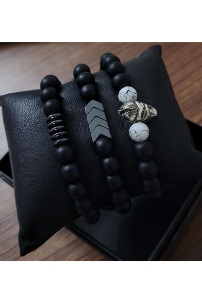 serbestmoda Erkek Bileklik Kombini Sevgiliye Hediye Erkeğe Hediye Oniks Taş B...