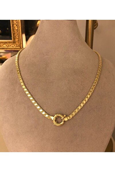 emy by emel luxury silver jewelry Altın Kaplama Gemici Kilitli Arpa Zincir Ko...