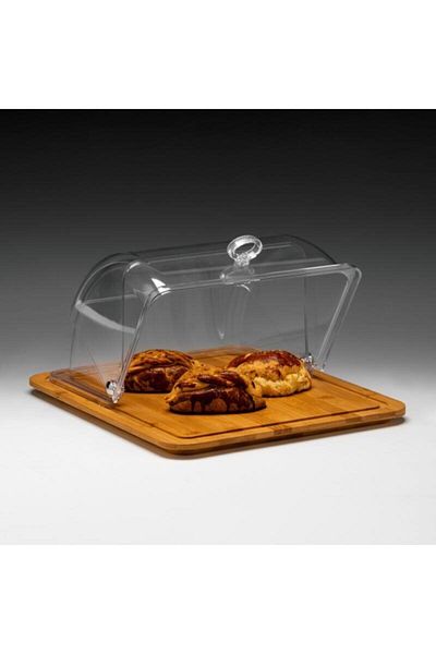 Zicco Rolltop Covered Housing Container, Polycarbonate, Gn 1/2, Bamboo Bottom, 31x37x19 Cm